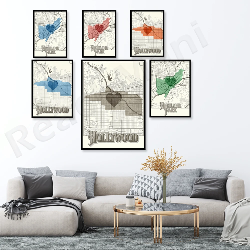 Map print, Highland Park Los Angeles neighborhood map poster decorative canvas print picture
Map print, Highland Park Los Angeles neighborhood map poster decorative canvas print picture