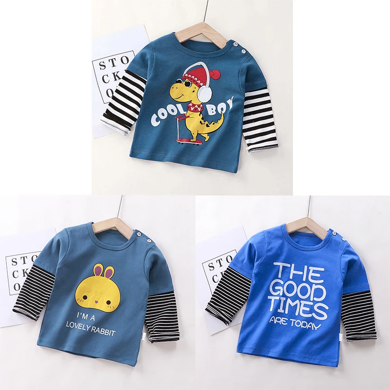 Spring and Autumn Three-piece Boy's T-shirt Long Sleeve Girls Cartoon Bottoming Shirt Letter Stripe Children's Clothing
Spring and Autumn Three-piece Boy's T-shirt Long Sleeve Girls Cartoon Bottoming Shirt Letter Stripe Children's Clothing