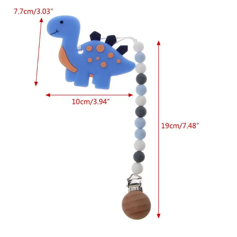 Silicone Teething Pacifier Clips With Dinosaur Silicone Teether Pacifier Chain for Baby Chew Toys 
Silicone Teething Pacifier Clips With Dinosaur Silicone Teether Pacifier Chain for Baby Chew Toys