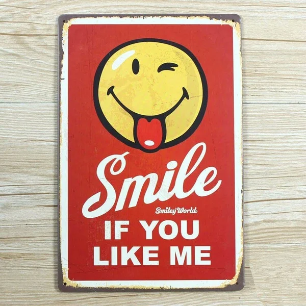 " Smile If You Like Me " Metal Tin Signs for Bar Vintage Decorative Plates Vintage Home Decor
" Smile If You Like Me " Metal Tin Signs for Bar Vintage Decorative Plates Vintage Home Decor