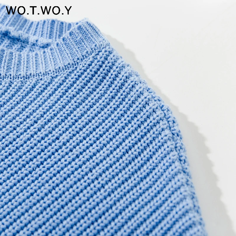 WOTWOY 2019 осень зима мода Повседневный свитер для женщин O-ncek лоскутное окрашивание