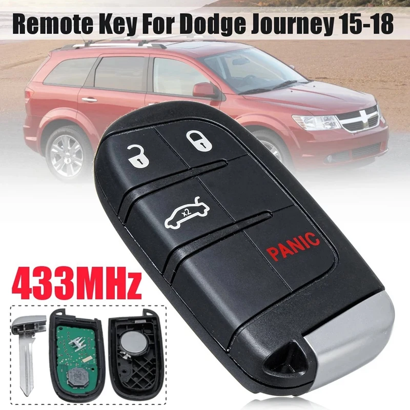 433MHz 4 Button Fob Remote Key with Battery for Dodge Journey 2015 2016 2017 2018 FCC ID: M3N-40821302 68051387AB
433MHz 4 Button Fob Remote Key with Battery for Dodge Journey 2015 2016 2017 2018 FCC ID: M3N-40821302 68051387AB