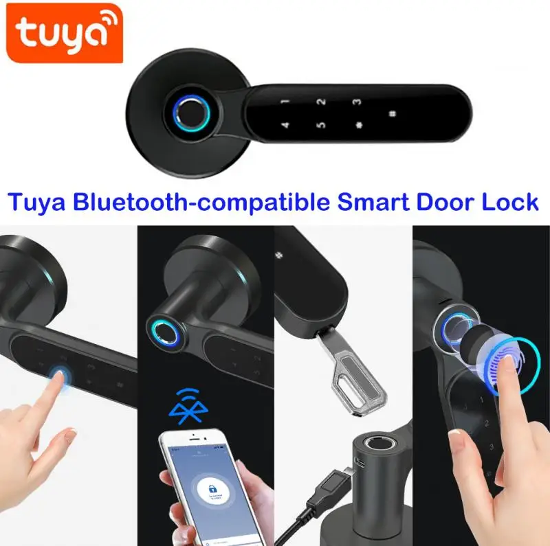 Дверной замок Tuya электронный с поддержкой Bluetooth и Wi-Fi и биометрическим сканером отпечатков пальцев
Дверной замок Tuya электронный с поддержкой Bluetooth и Wi-Fi и биометрическим сканером отпечатков пальцев