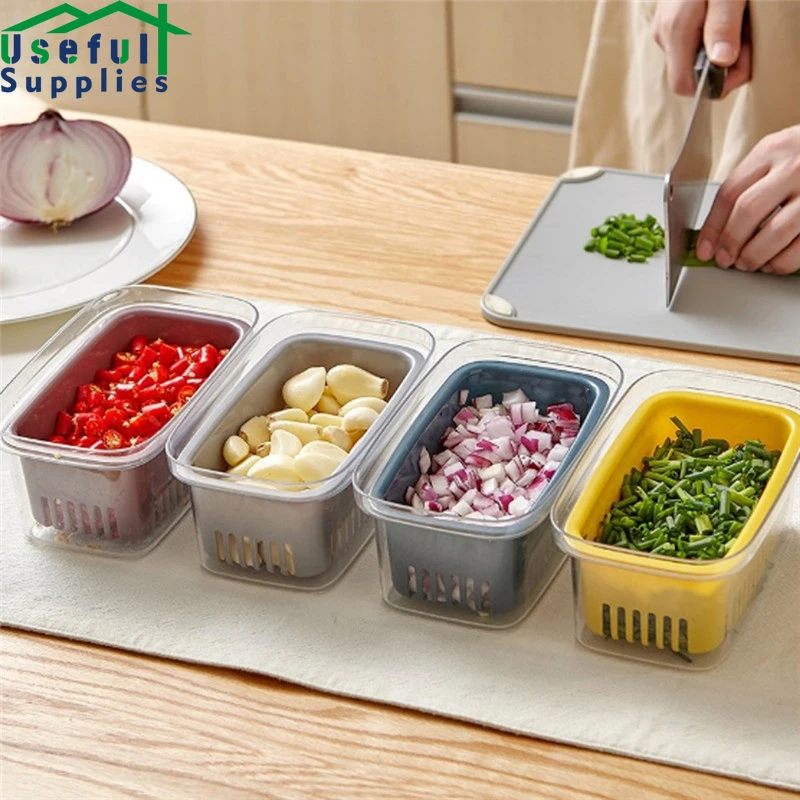 

Кухонные пластиковые контейнеры для хранения, холодильник для сохранения свежести, слив фруктов и овощей, кухонный контейнер для еды, раздв...