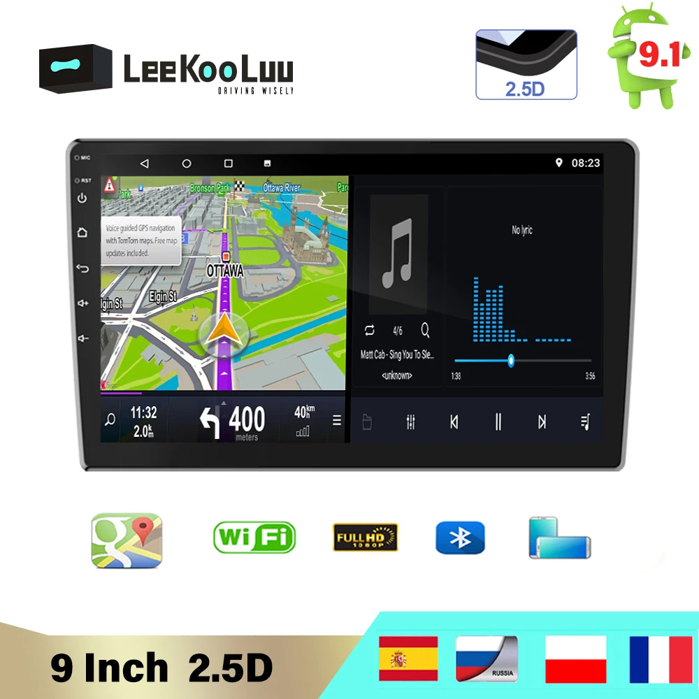 Автомагнитола LeeKooLuu 2 Din Android 9 0 мультимедийный плеер дюймов 2.5D Универсальная