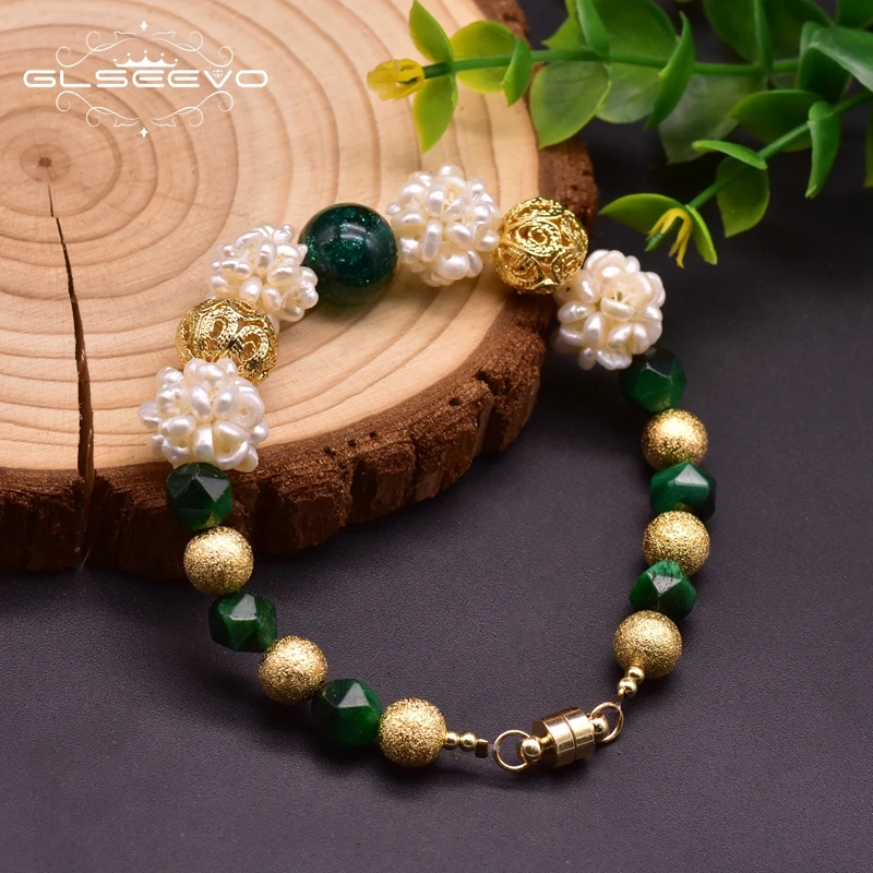 GLSEEVO Natural Green Stone Pearl Flower Bracelet For Mother Gift Women's Ethnic Luxury Jewelry Magnet Handmade Pulseira GB0927A
GLSEEVO Natural Green Stone Pearl Flower Bracelet For Mother Gift Women's Ethnic Luxury Jewelry Magnet Handmade Pulseira GB0927A