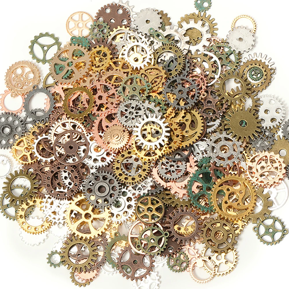 35-85pcs 8-25mm Mix Steampunk Gears and Cogs Connector Charms Pendant DIY Findings for Jewelry Making Bracelets Handmade Crafts - купить по