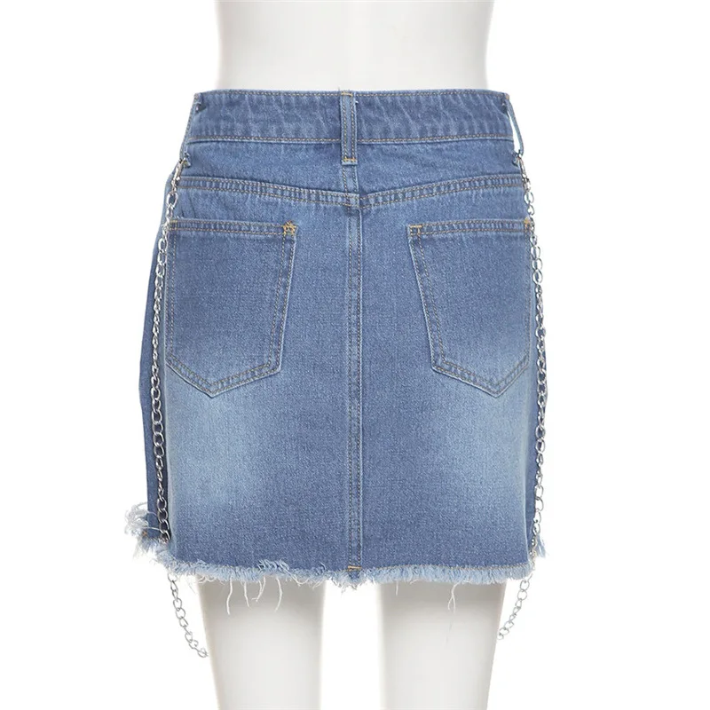 2021 Summer Women Denim Skirt Solid Color Hole High Waist Bag Hip Irregular A-Line Dress 
2021 Summer Women Denim Skirt Solid Color Hole High Waist Bag Hip Irregular A-Line Dress
