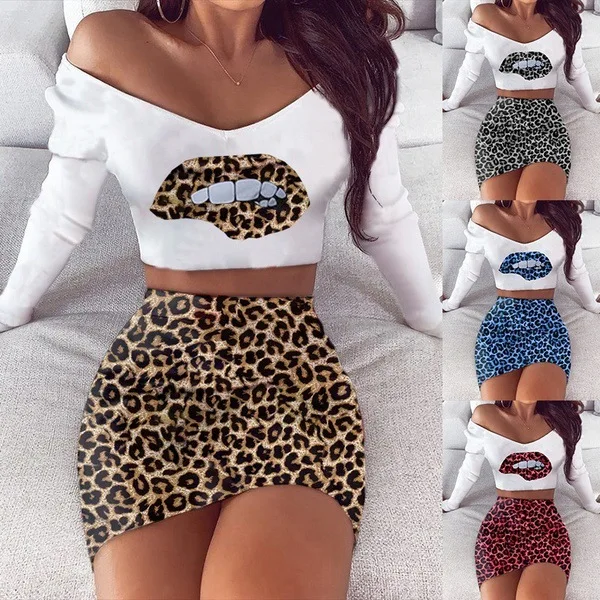 SONDR Fashion Women's leisure Spring and Summer suit leopard lip Blouse + half length Mini skirt two Piece leisure Vacation suit
SONDR Fashion Women's leisure Spring and Summer suit leopard lip Blouse + half length Mini skirt two Piece leisure Vacation suit