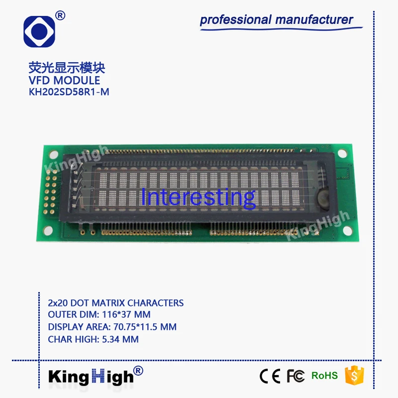 VFD дисплей 20*2 точечная матрица KH202SD58R1-M Universal 20T202DA1J M202SD16 20M2B0B
VFD дисплей 20*2 точечная матрица KH202SD58R1-M Universal 20T202DA1J M202SD16 20M2B0B