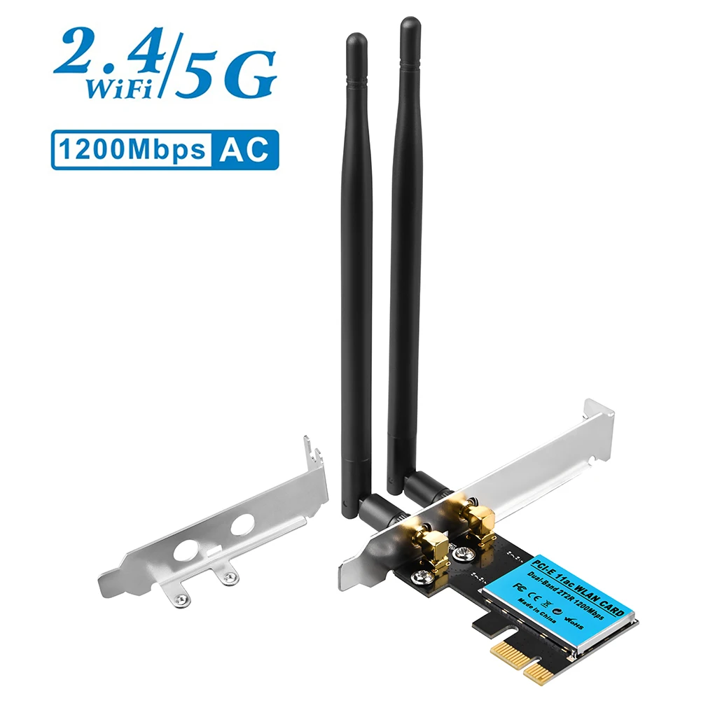 Dual Band 1200Mbps Wireless WiFi Network Adapter 2.4G/5GHz 802.11ac WiFi Card Support Systems Windows 10 8.1 8 7 for Desktop PC
Dual Band 1200Mbps Wireless WiFi Network Adapter 2.4G/5GHz 802.11ac WiFi Card Support Systems Windows 10 8.1 8 7 for Desktop PC
