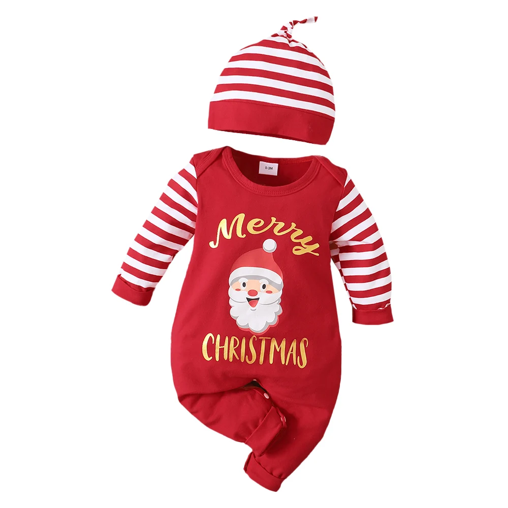 Christmas Baby Girls Boys Pullover Round Neck Striped Casual Autumn Cotton Jumpsuit Long Sleeve Hat Print Romper 2 Piece Set
Christmas Baby Girls Boys Pullover Round Neck Striped Casual Autumn Cotton Jumpsuit Long Sleeve Hat Print Romper 2 Piece Set