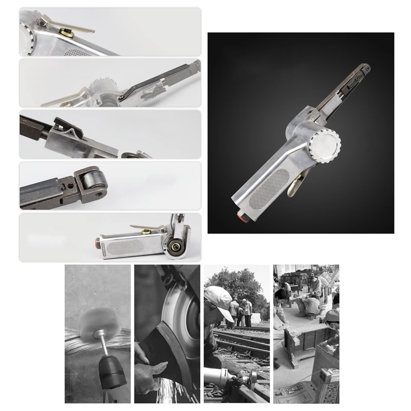 Air Belt Sander 15000 Rpm Pneumatic Belt Sander Machine 1/4 Air Belt Sander for Air Compressor Sanding Pneumatic Tool