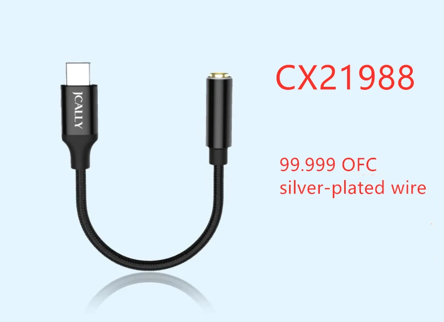 JCALLY CX21988 DAC JM01 digital audio type c decoding amp type-C to 3.5mm jack adapter cable coventer
JCALLY CX21988 DAC JM01 digital audio type c decoding amp type-C to 3.5mm jack adapter cable coventer
