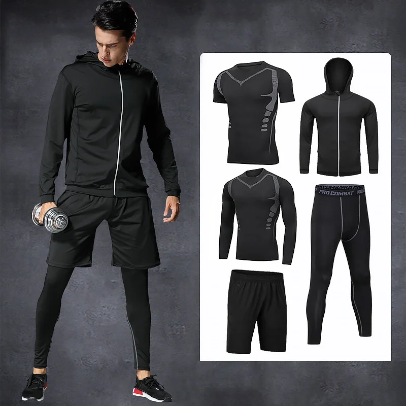 5pcs / sets men's sportswear man rashguard suit male kit mma compression men's clothing long sleeve t shirt + workout leggings 
5pcs / sets men's sportswear man rashguard suit male kit mma compression men's clothing long sleeve t shirt + workout leggings