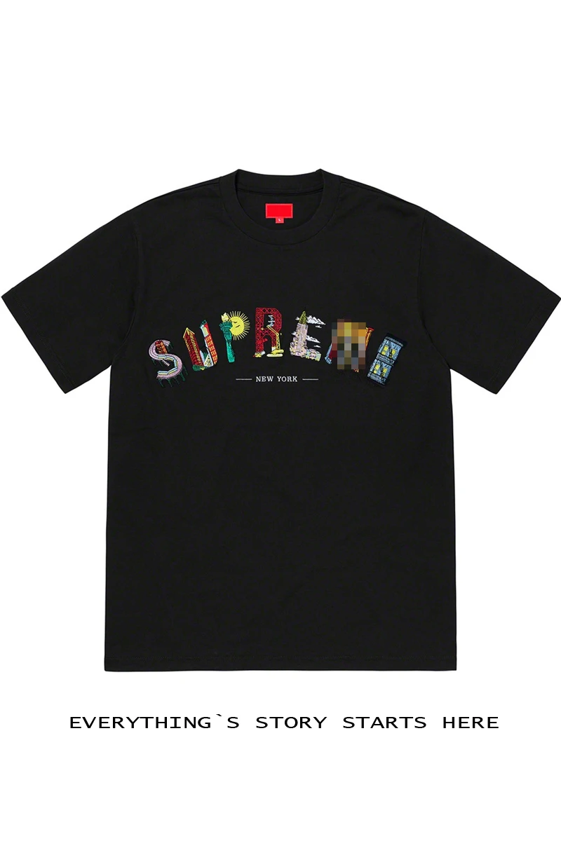 Supreme 19SS City Arc City Embroidery Curved Rainbow Short-sleeved T-shirt for Men and Women Tee