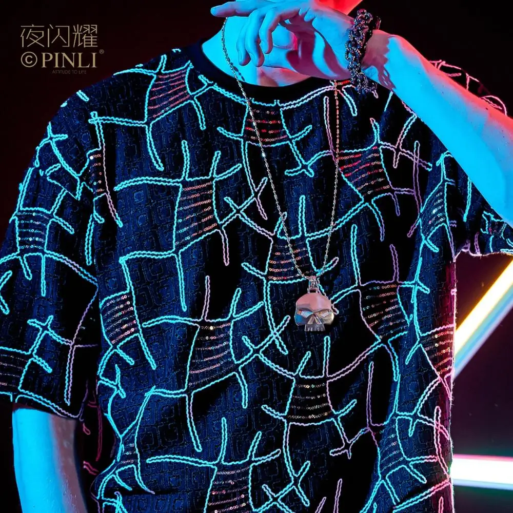 Free shipping New fashion casual men's male Night shine 2020 summer nightclub trend round neck short-sleeved T-shirt BY192111699
Free shipping New fashion casual men's male Night shine 2020 summer nightclub trend round neck short-sleeved T-shirt BY192111699