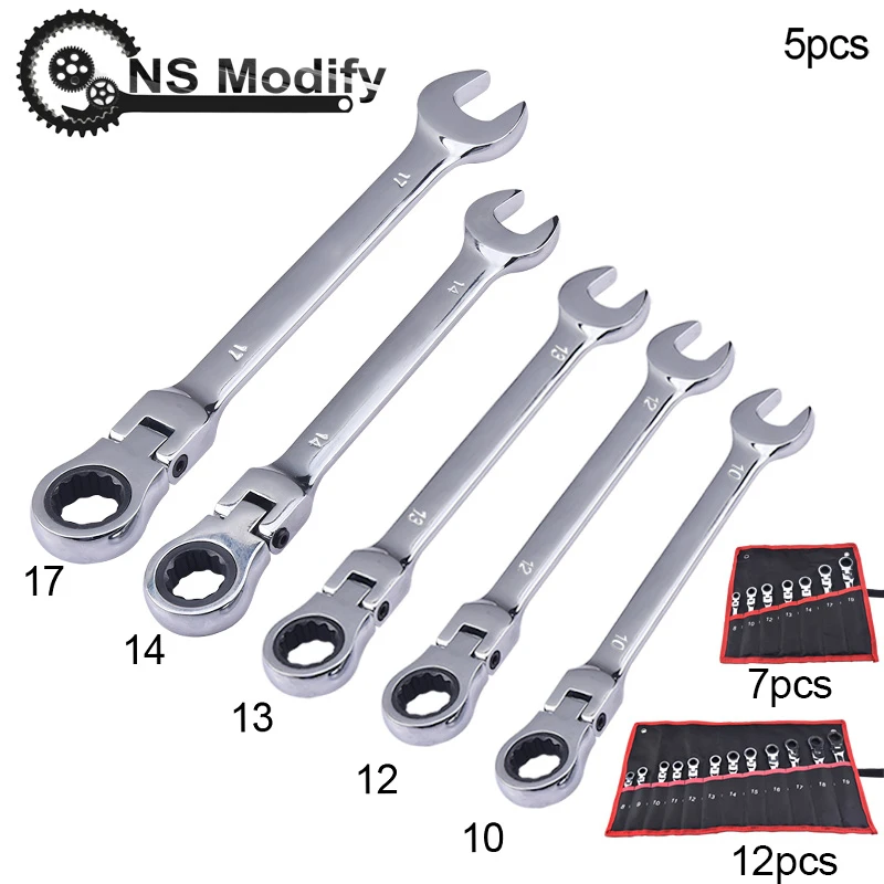 

NS Modify Universal Ratchet Combination Wrench Set Multitool Spanners Chrome Vanadium Steel Ratchet Torque Wrench Kit Hand Tools