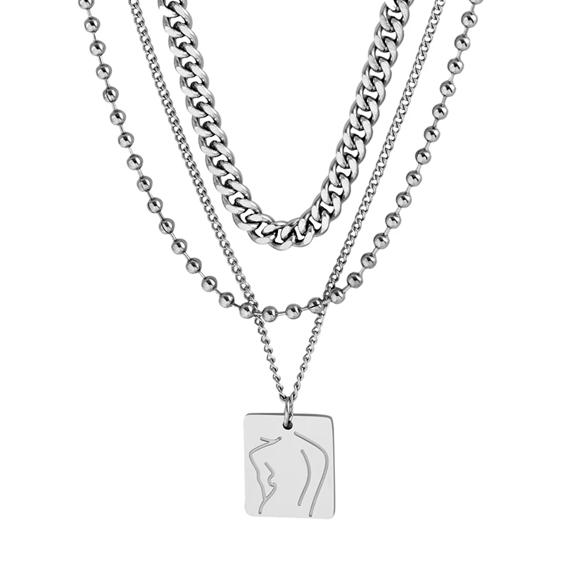 316L stainless steel three layer detachable necklace street hip-hop rock style abstract painting pendant I couple NS personality
316L stainless steel three layer detachable necklace street hip-hop rock style abstract painting pendant I couple NS personality