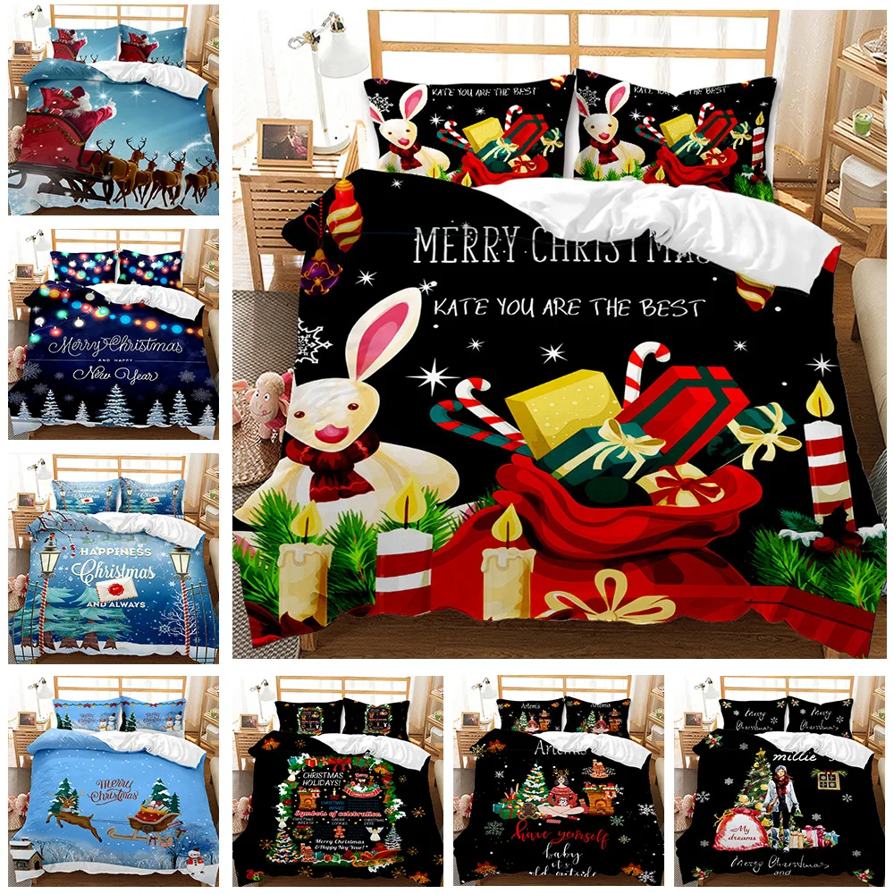 Hot Sale Christmas Duvet Cover Set Printed Santa Claus Pattern Quilt Cover with Pillowcase for Xmas Home Decoration Holiday Gift
Hot Sale Christmas Duvet Cover Set Printed Santa Claus Pattern Quilt Cover with Pillowcase for Xmas Home Decoration Holiday Gift
