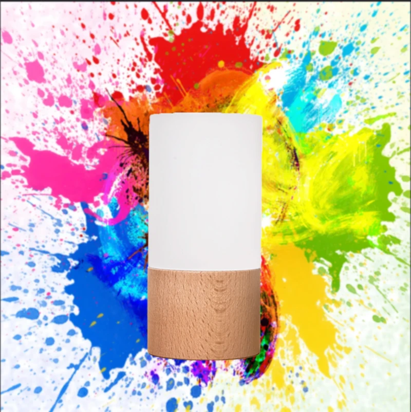 Однотонный акриловый цилиндрический светодиодный светильник настольный RGB с