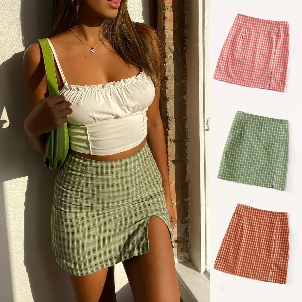 Mini grid split skirts the European and American fashion joker bust skirt of tall waist zipper cultivate one's morality dress
Mini grid split skirts the European and American fashion joker bust skirt of tall waist zipper cultivate one's morality dress