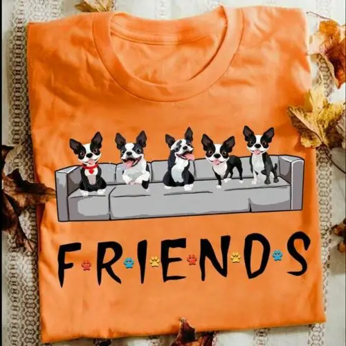 Boston Terrier Friends Men T-Shirt Cotton S-3XL Orange 
Boston Terrier Friends Men T-Shirt Cotton S-3XL Orange