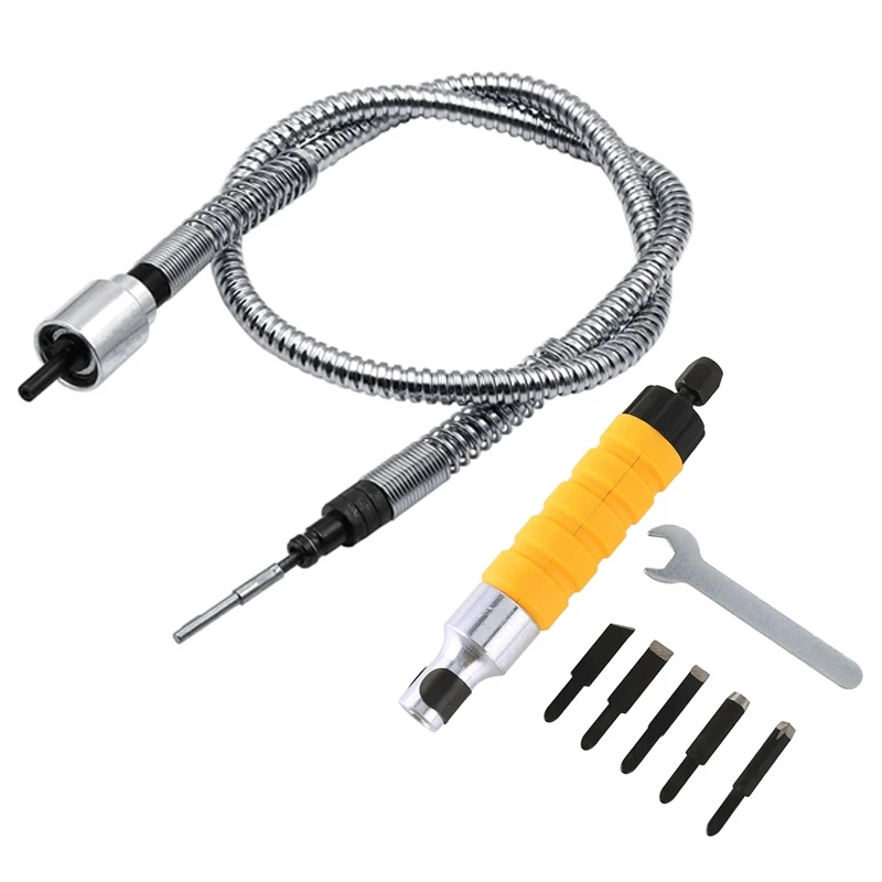 8Pcs Electric Wood Chisel Carving Engraving 5 Chisels Wrench Furniture Carving Flexible Flex Shaft Hand Tools
8Pcs Electric Wood Chisel Carving Engraving 5 Chisels Wrench Furniture Carving Flexible Flex Shaft Hand Tools