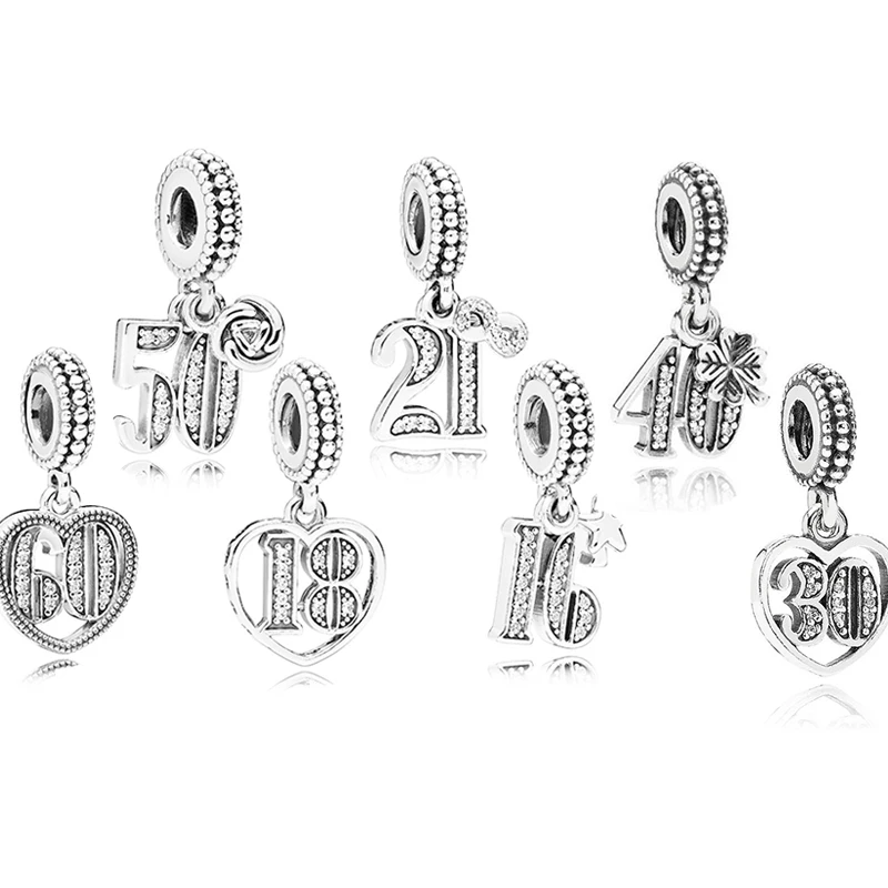 Real 925 Sterling Silver Bead 16 18 21 30 40 50 60th Celebration Dangle Charm Fit Pandora Women Bracelet Bangle Gift DIY Jewelry
Real 925 Sterling Silver Bead 16 18 21 30 40 50 60th Celebration Dangle Charm Fit Pandora Women Bracelet Bangle Gift DIY Jewelry