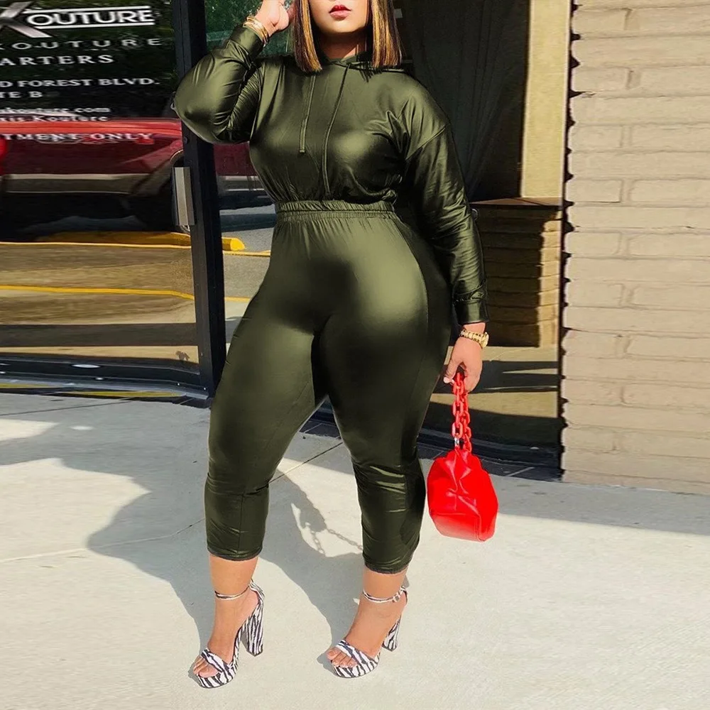 2 Pieces Sets Womens Outfits Pants Solid Large Size 4XL 5XL PU Leather Bodycon Hooded Tops & Pencil Pants Fashion Matching Sets
2 Pieces Sets Womens Outfits Pants Solid Large Size 4XL 5XL PU Leather Bodycon Hooded Tops & Pencil Pants Fashion Matching Sets
