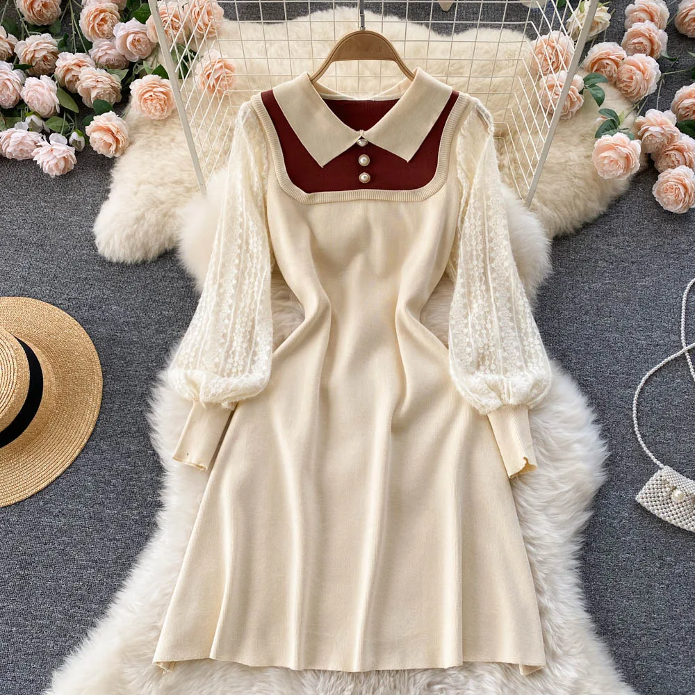 B963 Women New Fashion Doll Collar Knitted Pullover Dress Autumn and Winter 2021 Slim Sweet Long Sleeve Casual Vestidos
B963 Women New Fashion Doll Collar Knitted Pullover Dress Autumn and Winter 2021 Slim Sweet Long Sleeve Casual Vestidos