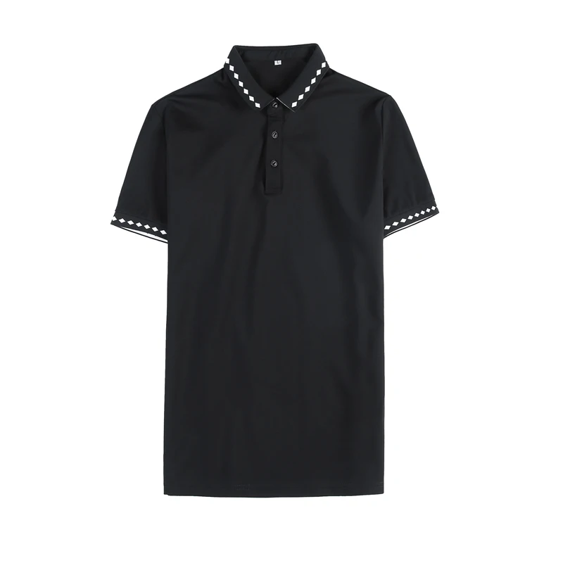 2021 Fashion Slim Men Polo Shirt Black Short Sleeve Summer Thin Shirt Streetwear Striped Male Polo Shirt for Korean Clothing