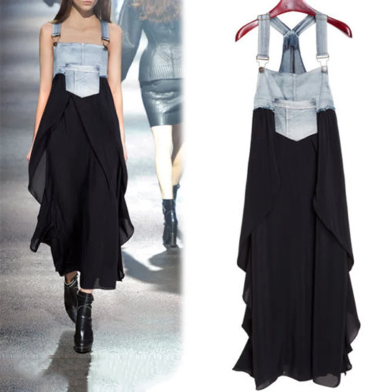 New Fashion Summer Back Womens Casual Denim Splice Chiffon Maxi Long Dress Sleeveless Spaghetti Strap Beach Party Midi Dresses
New Fashion Summer Back Womens Casual Denim Splice Chiffon Maxi Long Dress Sleeveless Spaghetti Strap Beach Party Midi Dresses
