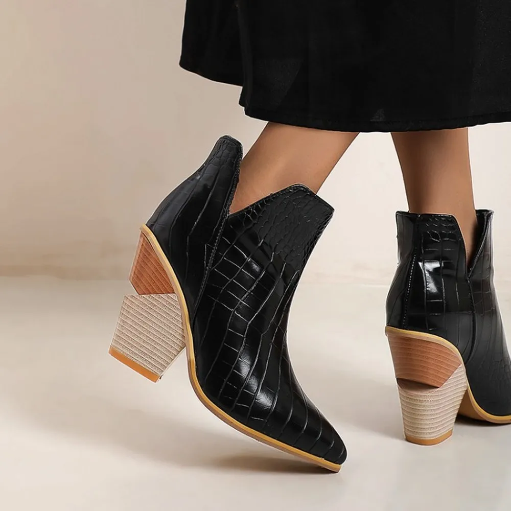 OLOMLB Womens Pointy Toe Crocodile Snake Pattern Ankle Boots Chunky High Heel Heel Shoes Warm Winter 4Colors Plus Size
OLOMLB Womens Pointy Toe Crocodile Snake Pattern Ankle Boots Chunky High Heel Heel Shoes Warm Winter 4Colors Plus Size