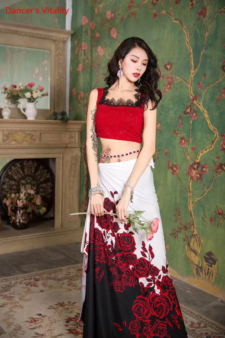 Belly Dance Female clothing Adult Lace Top Practice Clothes Hip Scarf Professional Performance Training Clothing top or skirt
Belly Dance Female clothing Adult Lace Top Practice Clothes Hip Scarf Professional Performance Training Clothing top or skirt