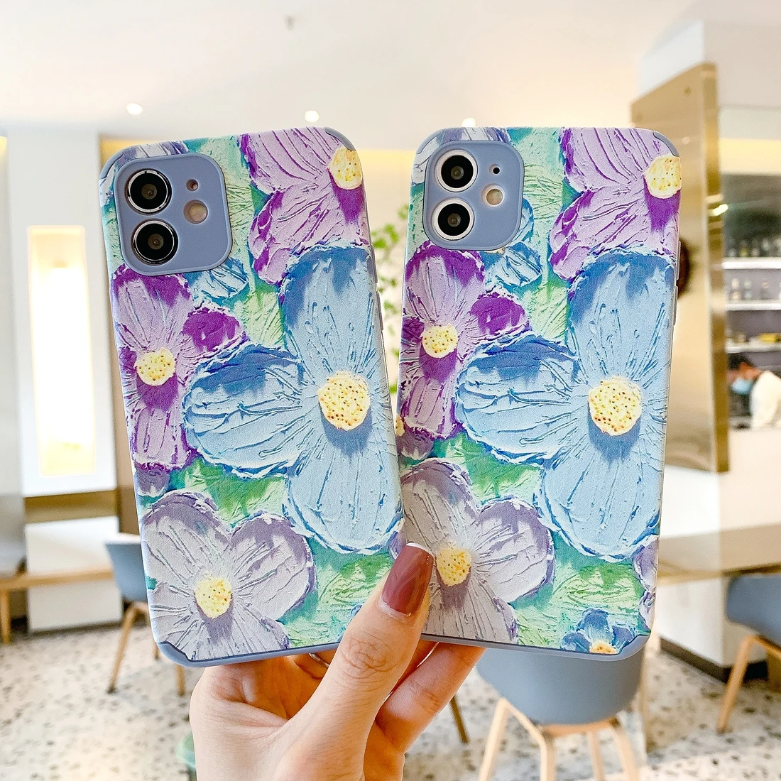 

Blue Flower for iphone 13 13Pro 13Promax 12Pro 11Promax X XS XSMax XR 11 11pro 12 12promax 7 8 7Plus Anti falling soft tpu shell