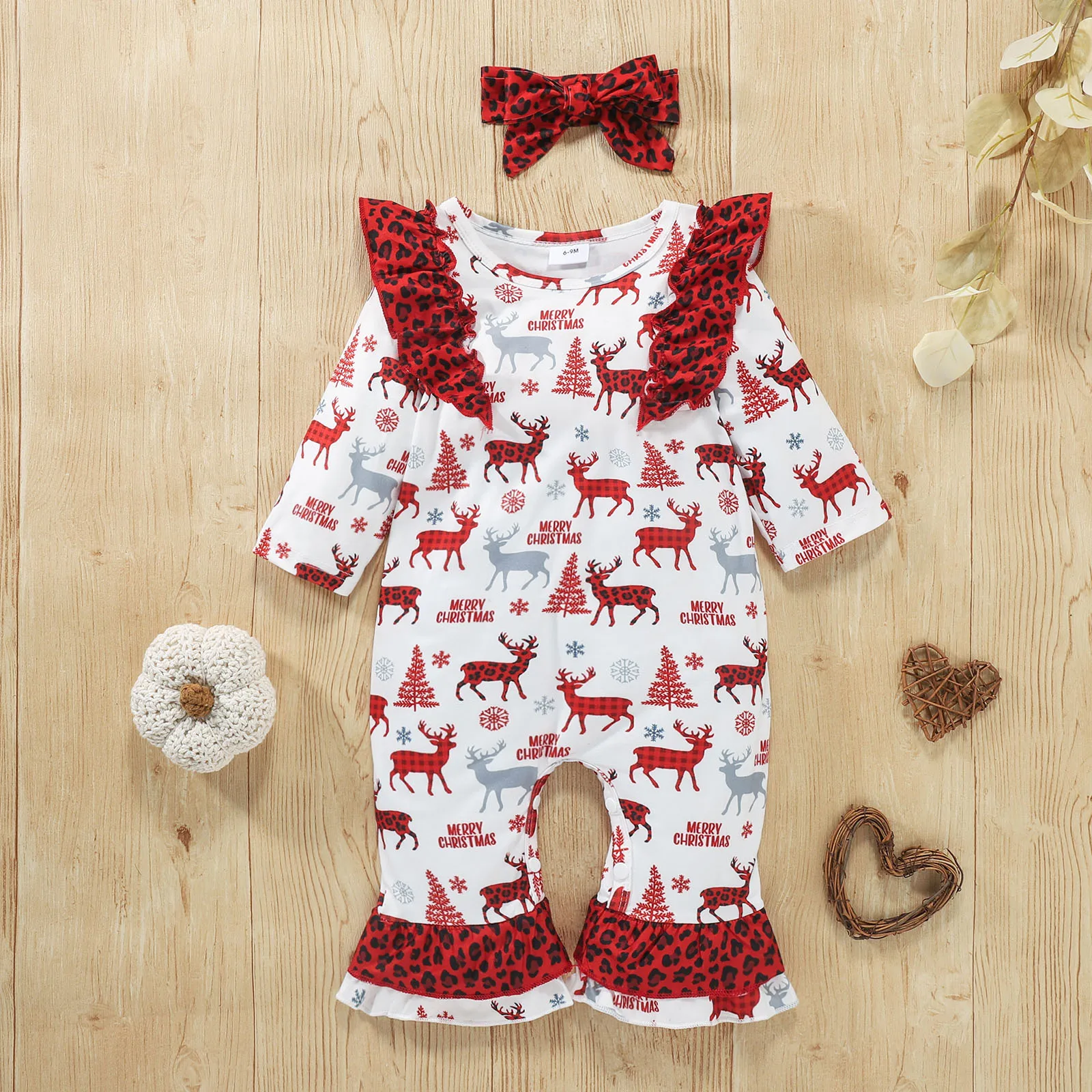 Autumn 2Pcs Baby Girls Christmas Newborn Long-sleeve Jumpsuit Bow Headdress Elk Print Ruffle Rompers Outfits Playsuits 0-18M
Autumn 2Pcs Baby Girls Christmas Newborn Long-sleeve Jumpsuit Bow Headdress Elk Print Ruffle Rompers Outfits Playsuits 0-18M