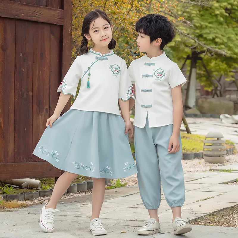 Girls' Hanfu Suits, Performance Costumes, Costume Boys, Children's Short-sleeved Summer Uniforms, Summer Uniforms
Girls' Hanfu Suits, Performance Costumes, Costume Boys, Children's Short-sleeved Summer Uniforms, Summer Uniforms