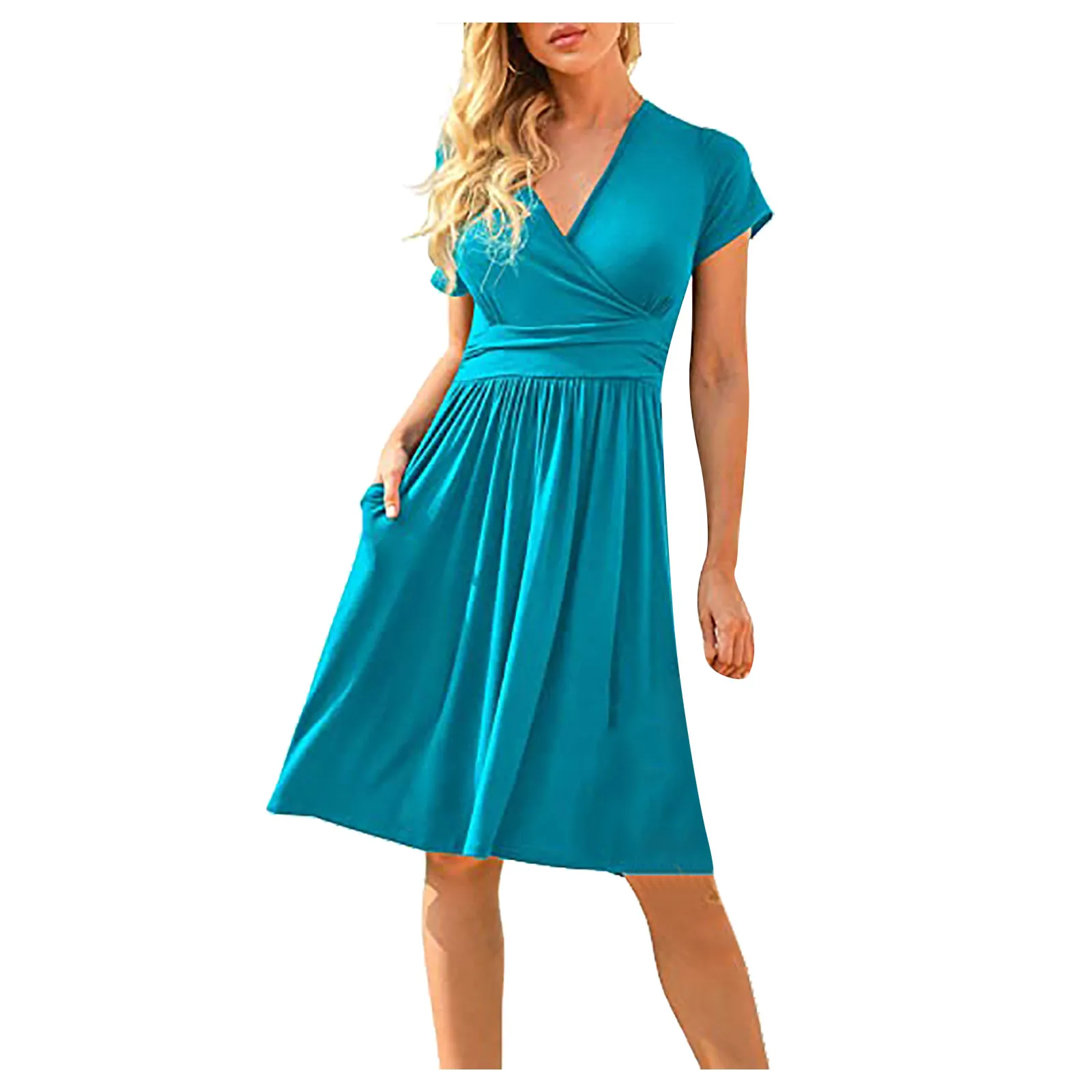 2021 Casual Solid Color Dress For Women Summer Casual Short Sleeve V-neck Short Party Dress With Pockets Платья Для Женщин #541
2021 Casual Solid Color Dress For Women Summer Casual Short Sleeve V-neck Short Party Dress With Pockets Платья Для Женщин #541