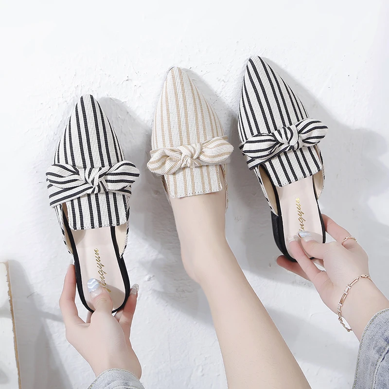 New Women Muller Slippers Striped Bow Design College Style Female Foot Office Gentlewoman Casual Shoes Slippers
New Women Muller Slippers Striped Bow Design College Style Female Foot Office Gentlewoman Casual Shoes Slippers