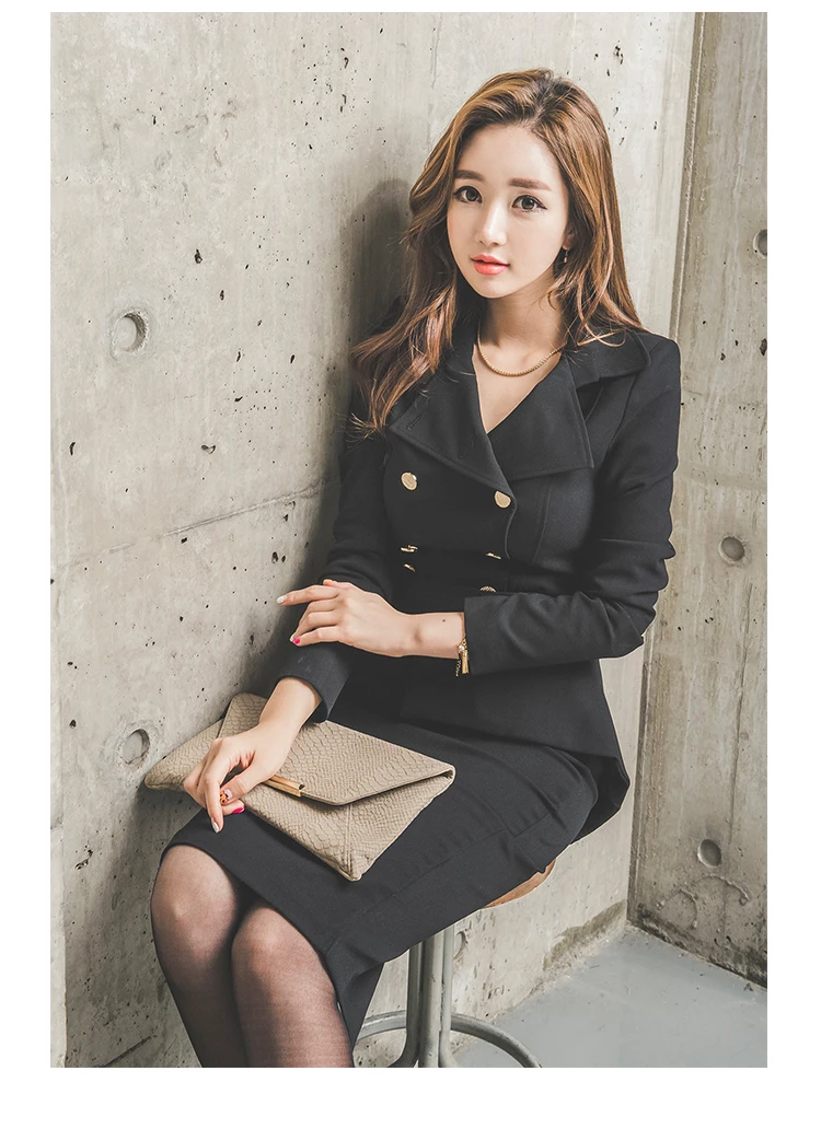 new European and Korean women's slim slimming long sleeve double breasted OL professional wear Split end bag hip skirt two piece
new European and Korean women's slim slimming long sleeve double breasted OL professional wear Split end bag hip skirt two piece