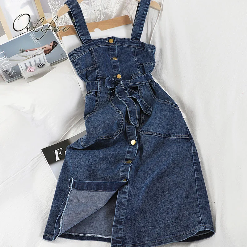 Ordifree 2022 Summer Women Jeans Dress Sundress Overall Dress Belted Blue Single Breasted Female Casual Denim Dress
Ordifree 2022 Summer Women Jeans Dress Sundress Overall Dress Belted Blue Single Breasted Female Casual Denim Dress
