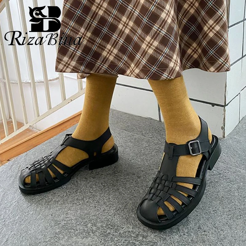 RizaBina Genuine Leather Sandals For Women Buckle Straps Fashion 2021 New Heels Summer Shoes Woman Daily Footwear Size 34-40
RizaBina Genuine Leather Sandals For Women Buckle Straps Fashion 2021 New Heels Summer Shoes Woman Daily Footwear Size 34-40