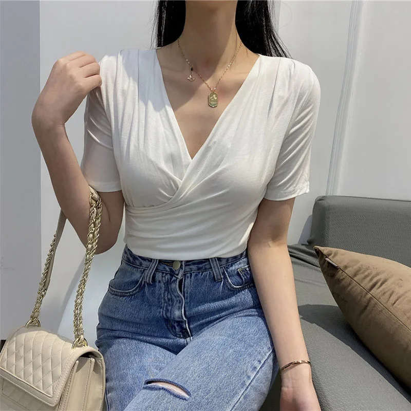 2021 News T-Shirt Popular Women's Wear Short Sleeve Summer Base Lovely Casual Sexy V-Neck Tops Tshirt
2021 News T-Shirt Popular Women's Wear Short Sleeve Summer Base Lovely Casual Sexy V-Neck Tops Tshirt