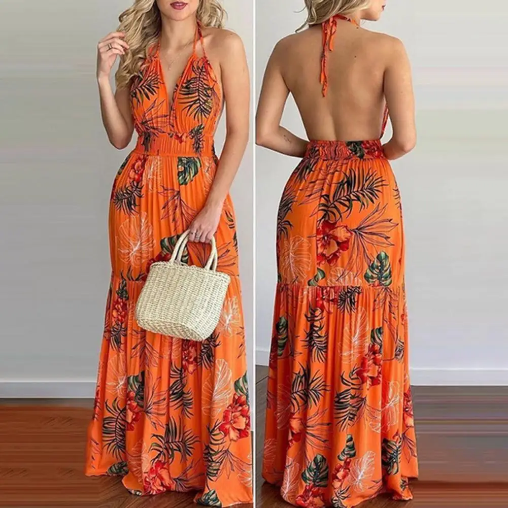 Summer Dress Women Dresses Bohemian Floral Print Halter Summer Backless Large Hem Dress Beach Women Dress Beach Wear Plus Size
Summer Dress Women Dresses Bohemian Floral Print Halter Summer Backless Large Hem Dress Beach Women Dress Beach Wear Plus Size