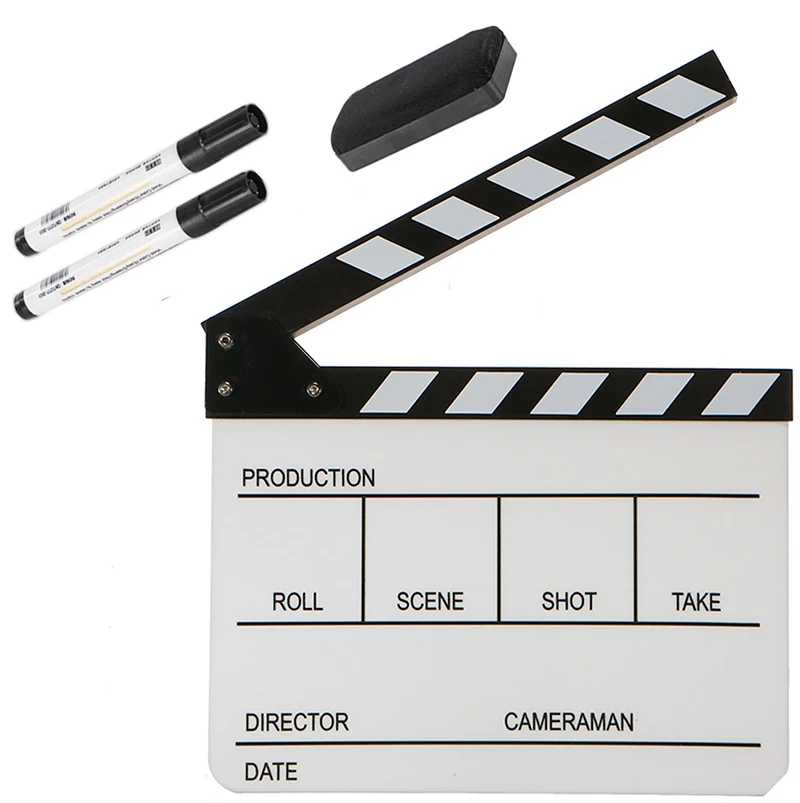 Acrylic Film Clapperboard Plastic Film Clapper Cutting Action Scene Caliper Board With Blackboard Eraser And 2 Pens
Acrylic Film Clapperboard Plastic Film Clapper Cutting Action Scene Caliper Board With Blackboard Eraser And 2 Pens