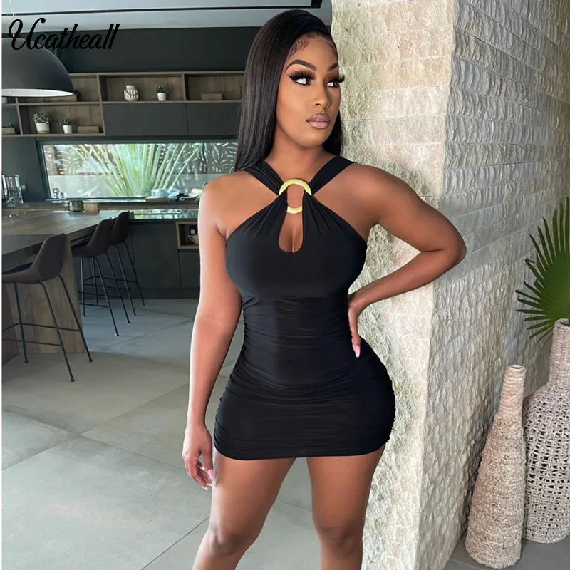 Summer Halter Neck Dress Bodycon Women Off Shoulder Hollow Out Party Sleevelss Backless Backless Mini Sexy Dresses
Summer Halter Neck Dress Bodycon Women Off Shoulder Hollow Out Party Sleevelss Backless Backless Mini Sexy Dresses