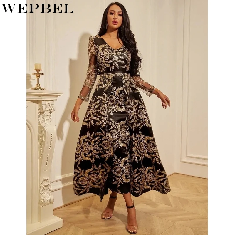 WEPBEL Dress Women's Sequined Slim High Waist Dress Autumn Elegant Mesh See-through Long Sleeve V-neck Party Formal Dress
WEPBEL Dress Women's Sequined Slim High Waist Dress Autumn Elegant Mesh See-through Long Sleeve V-neck Party Formal Dress