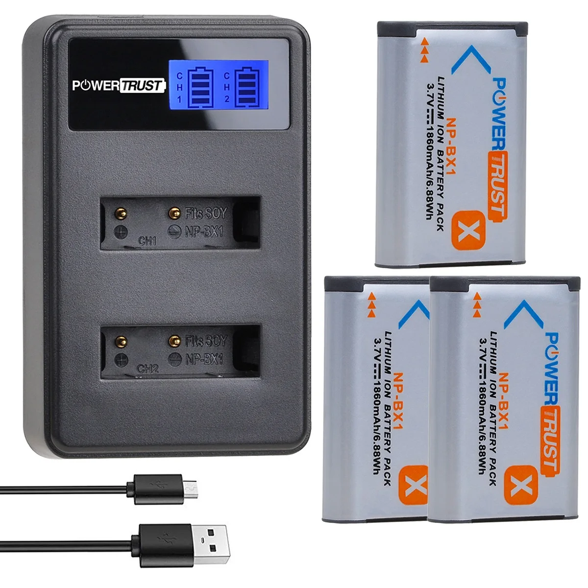 NP-BX1 батареи с умным ЖК двойным USB зарядным устройством для Sony NP-BX1/ M8/ X Type, Sony Cyber-Shot DSC-RX100 II/III/IV/V/VA/VI, ZV-1
NP-BX1 батареи с умным ЖК двойным USB зарядным устройством для Sony NP-BX1/ M8/ X Type, Sony Cyber-Shot DSC-RX100 II/III/IV/V/VA/VI, ZV-1