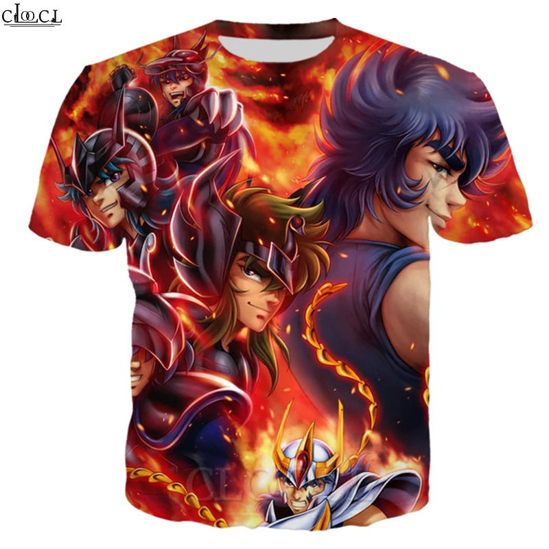 Модная футболка CLOOCL с рисунком аниме Рыцари Зодиака Saint Seiya повседневные уличные